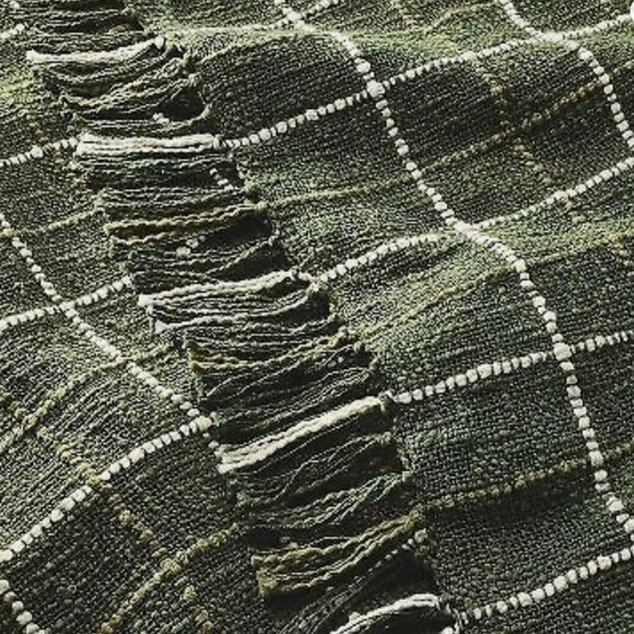 Hearth & Hand with Magnolia Plaid Woven Throw Blanket Green NEW WITH TAG - Picture 2 of 2